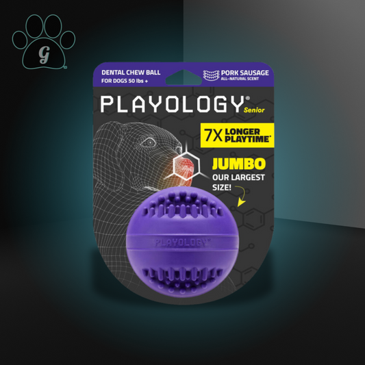 jumbo purple pork sausage scented dental chew ball for dogs