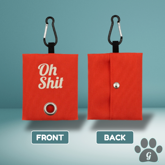 front and back view of waste bag dispenser with clip