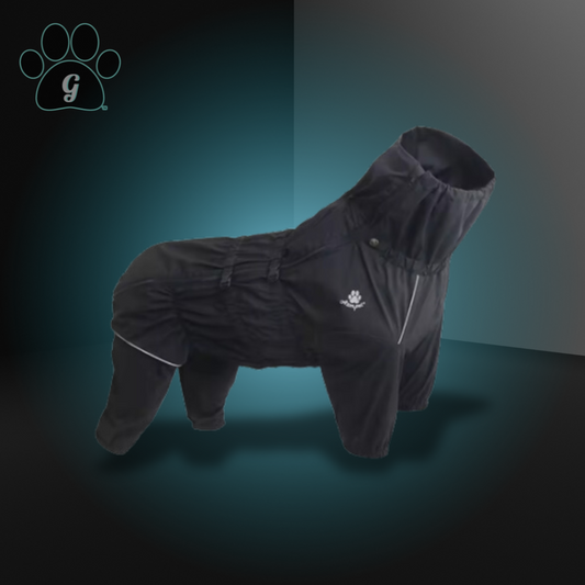 black full body waterproof dog coat