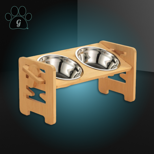 SZKOSTON Adjustable Ergonomic Dog Bowl Bamboo Set