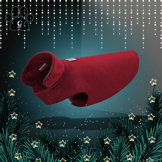 fleece warming coat for dogs in wine red