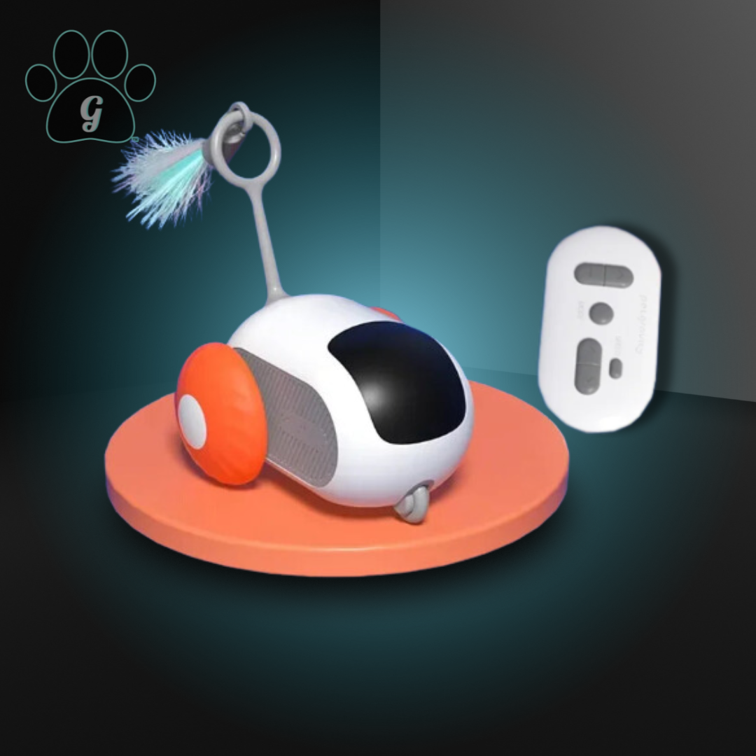orange interactive cat toy with remote control