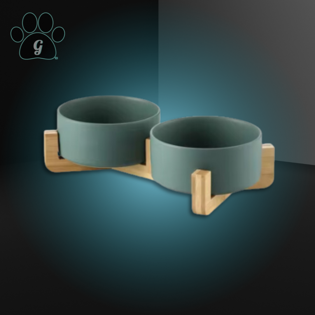 green ceramic bowls on wooden stand
