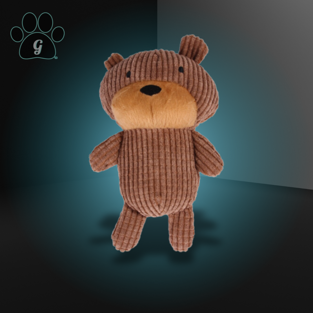 brown corduroy plush teddy bear dog toy
