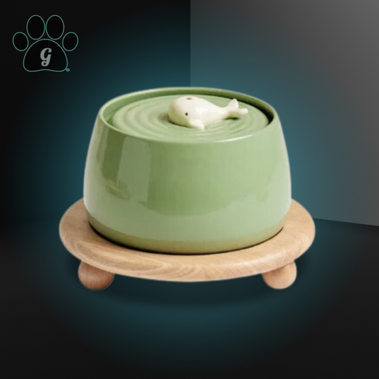 green ceramic pet water fountain with stand