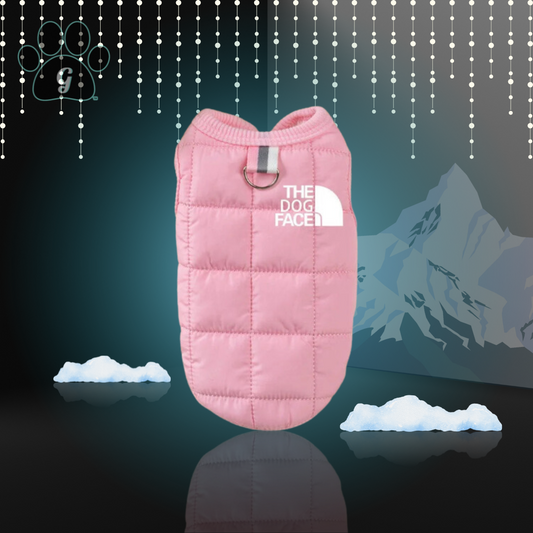 pink quilted pet snow coat