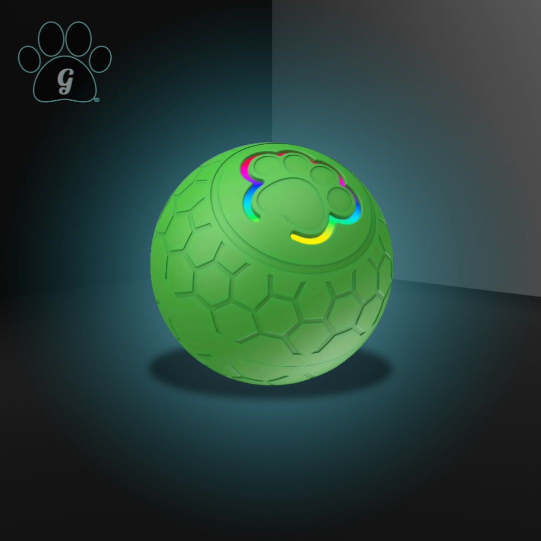 green interactive dog ball toy