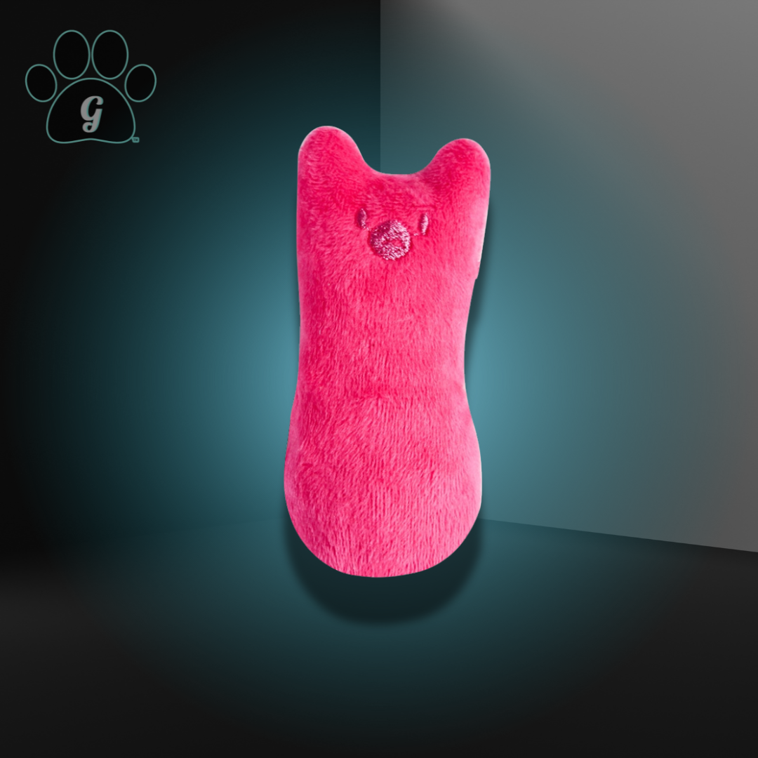 pink plush cat toy