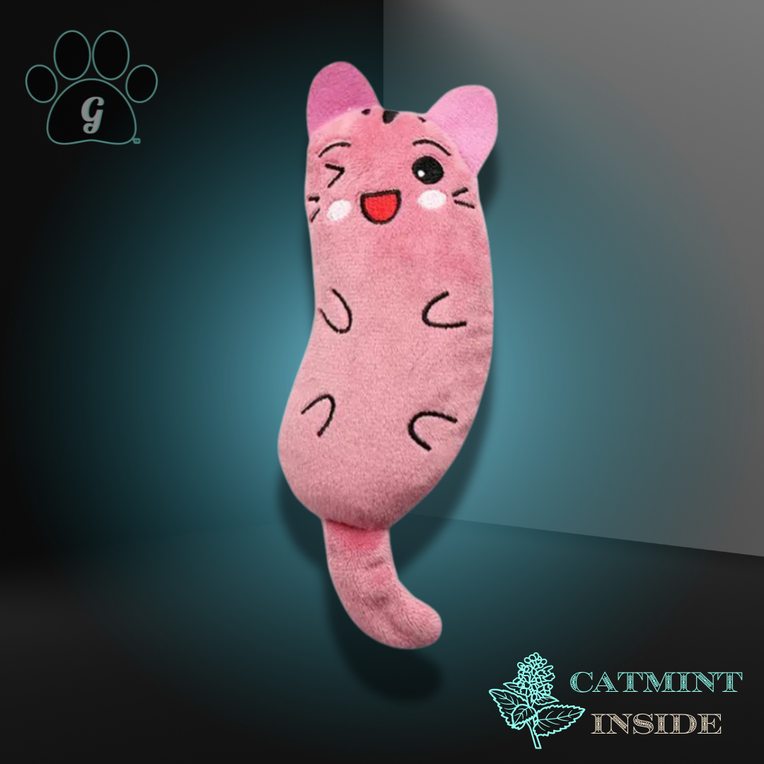 pink plush catmint cat toy