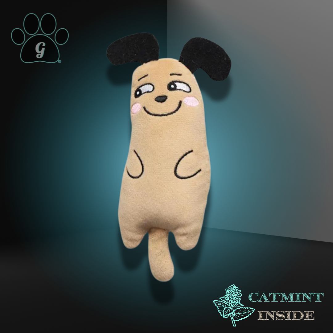 beige plush catmint cat toy