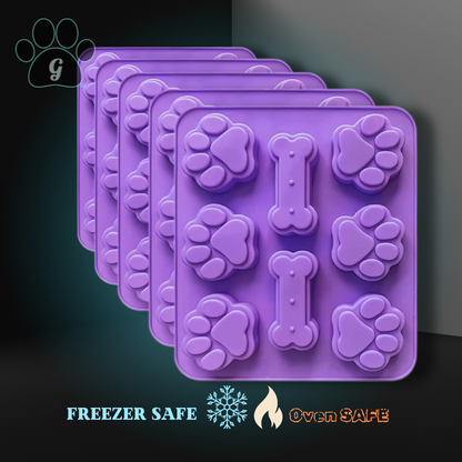 5 purple silicone dog treat molds