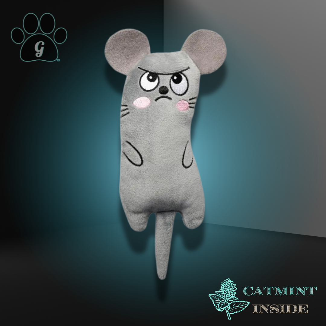 gray plush catmint cat toy