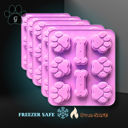 5 pink silicone dog treat molds