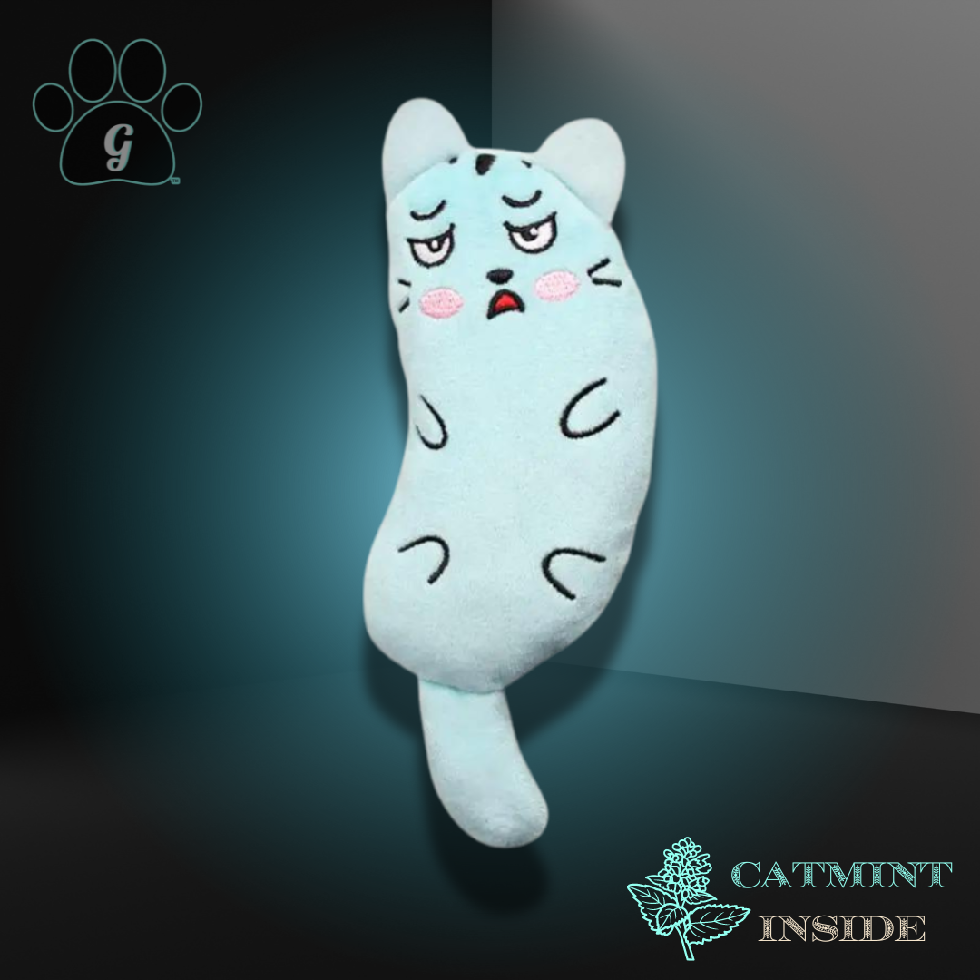 blue plush catmint cat toy