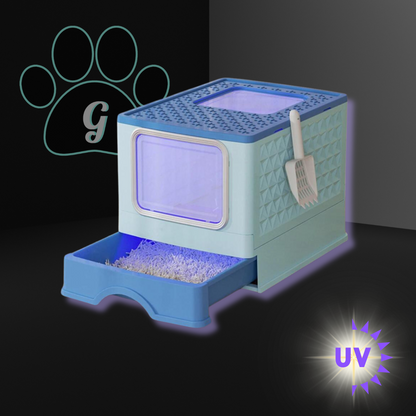 blue UV sanitizing litter box