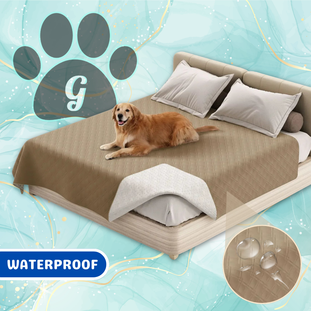 taupe quilted waterproof bed pet cover