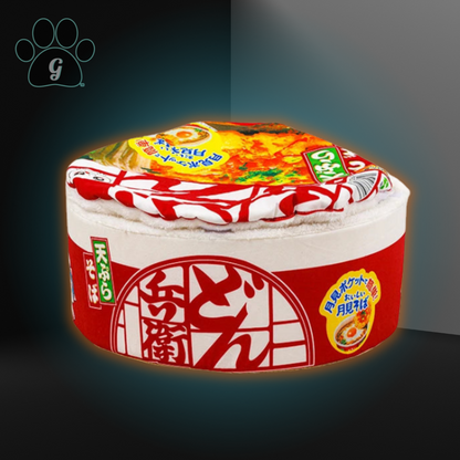 white and red imitation ramen cat bed