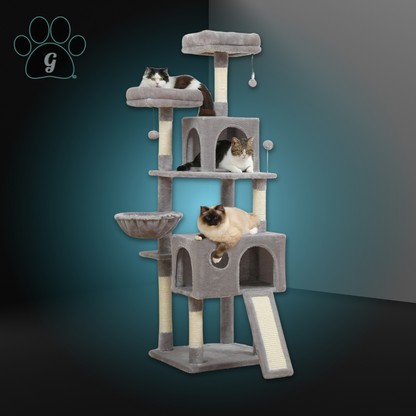 gray multilevel cat condo tower