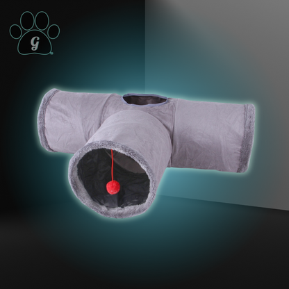 gray 3 way plush cat tunnel