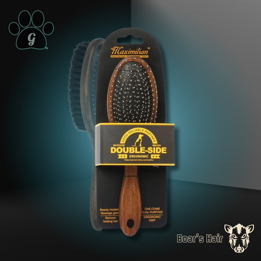 double sided pet grooming brush with boar hair