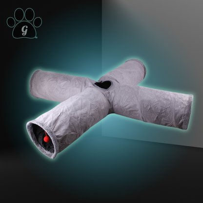 gray 4 way plush cat tunnel toy