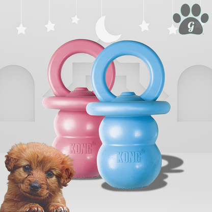 blue and pink options for the Kong Binkie puppy chew toy