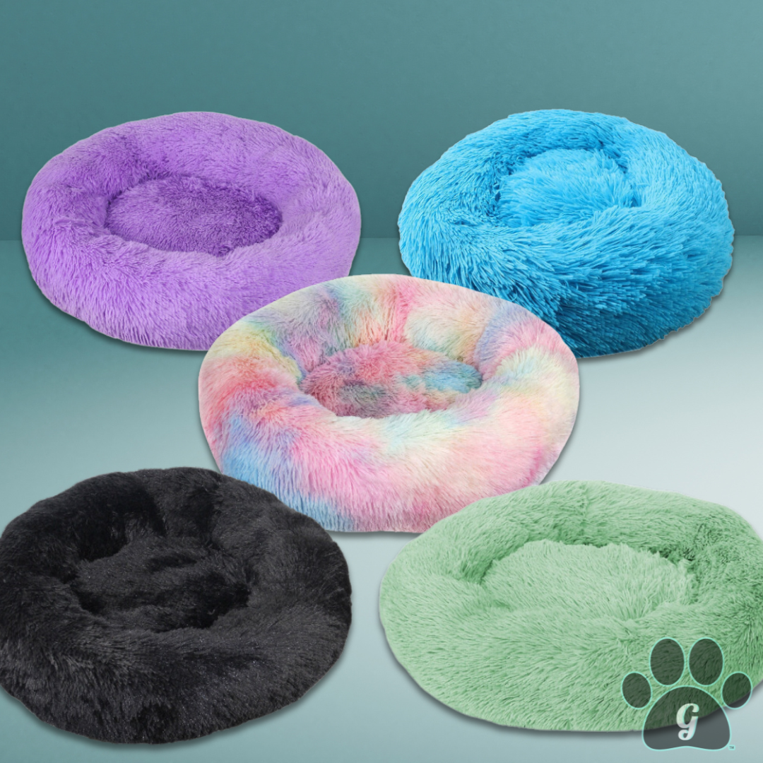 plush pet donut bed available in 5 colors