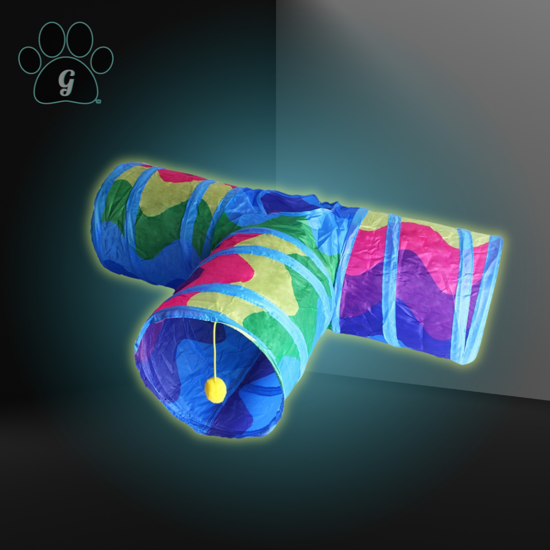 multicolor 3 way cat tunnel toy