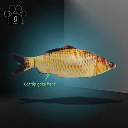 realistic common carp plush kicker toy for cats