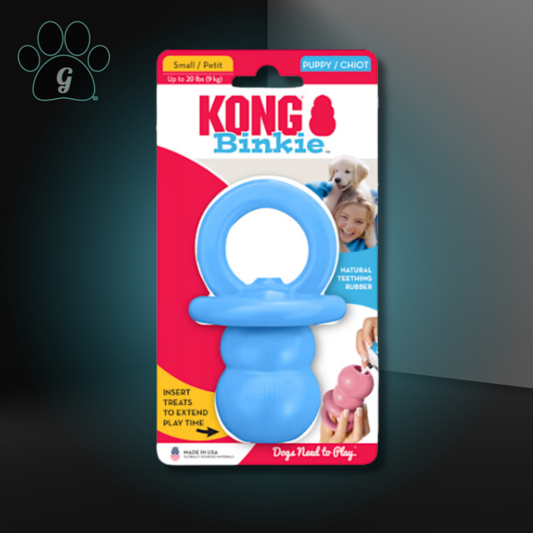 blue small Kong Binkie puppy chew toy