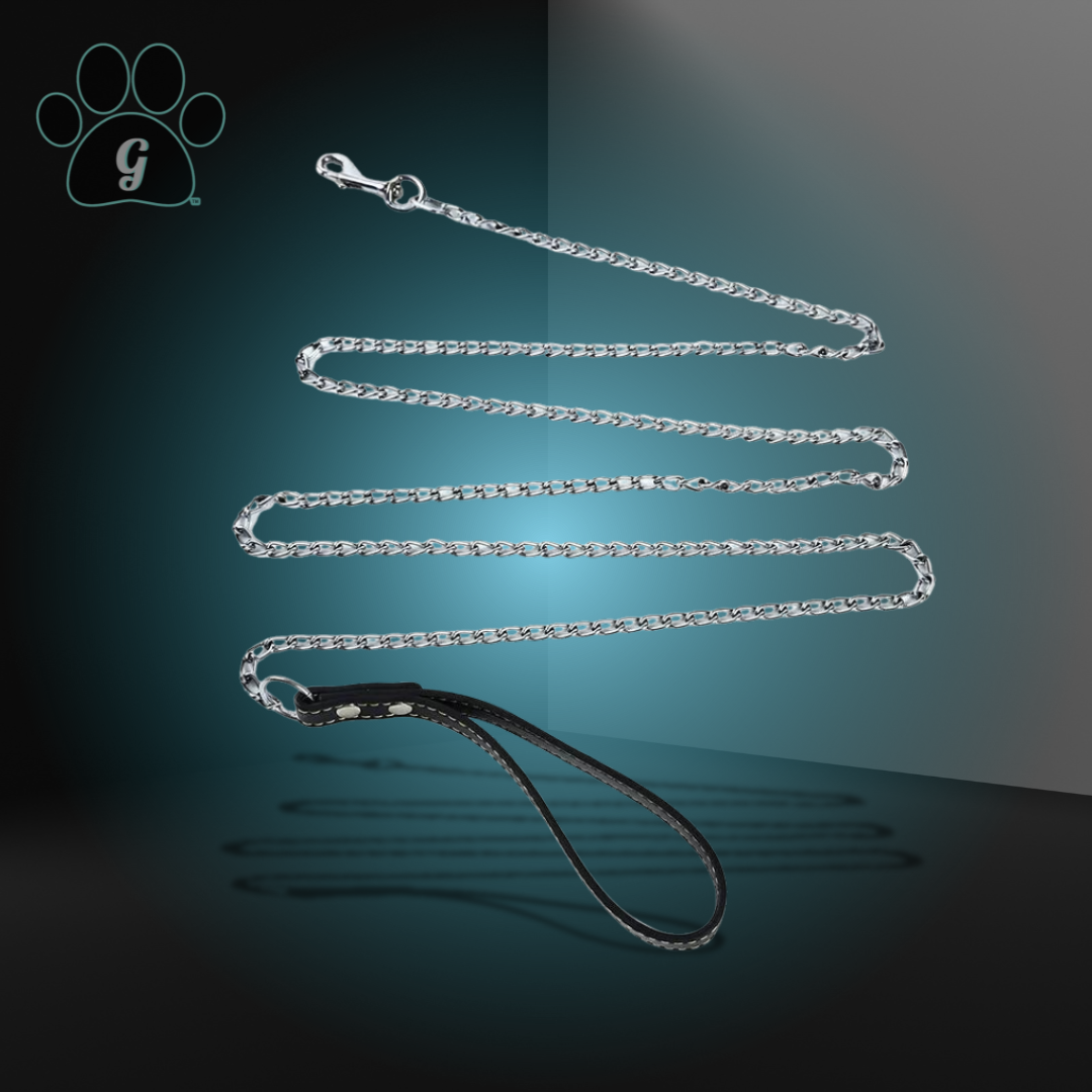 chain link leash in black