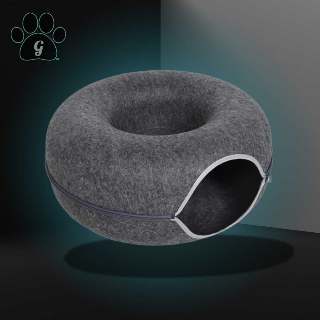 dark gray cat donut bed