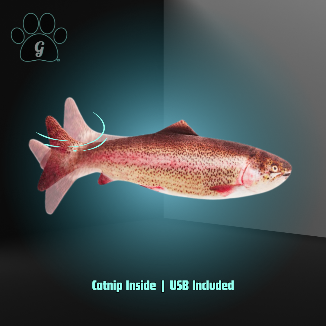 POTAROMA Flopping Fish Toy Interactive Cat Kicker Catnip Toy Rainbow Trout