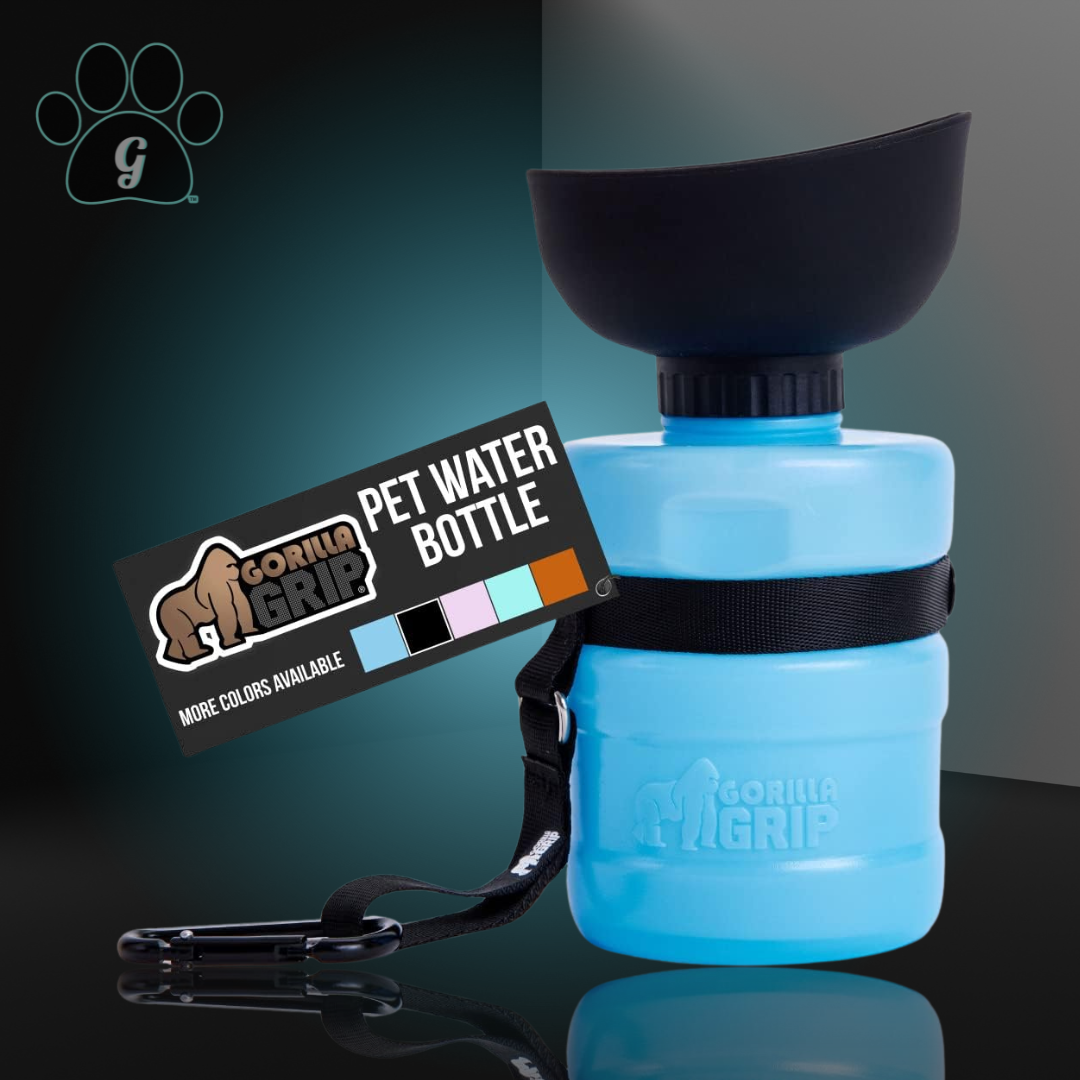 portable pet water bottle in light blue