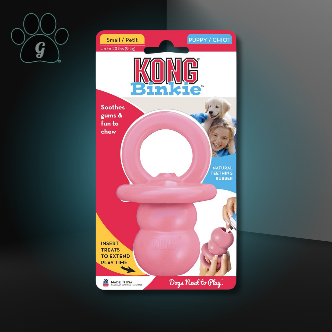 pink small Kong Binkie puppy chew toy