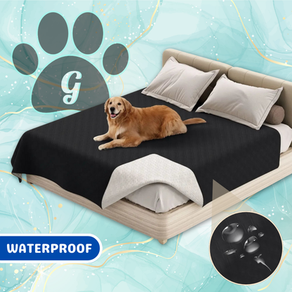 black quilted waterproof bed pet cover