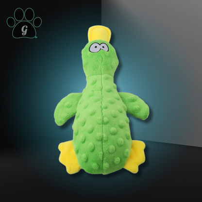 green plush platypus dog toy