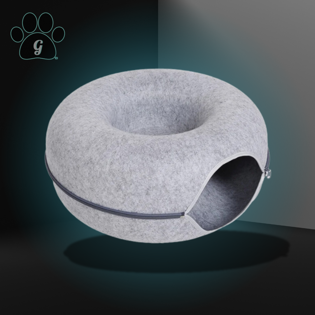 light gray cat donut bed