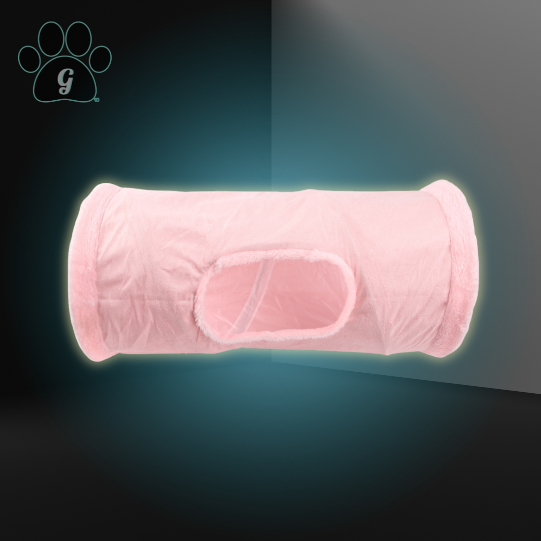 pink plush cat tunnel toy