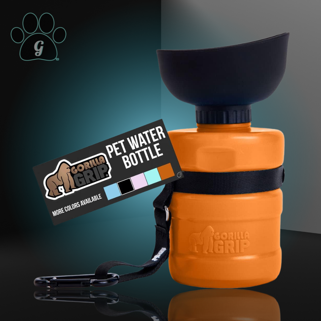 portable pet water bottle in orange