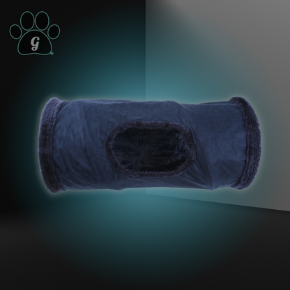 blue plush cat tunnel toy