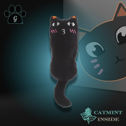 black plush catmint cat toy