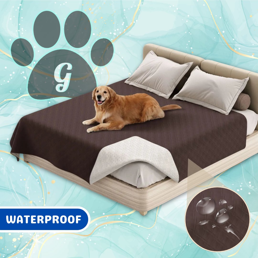 brown quilted waterproof bed pet cover