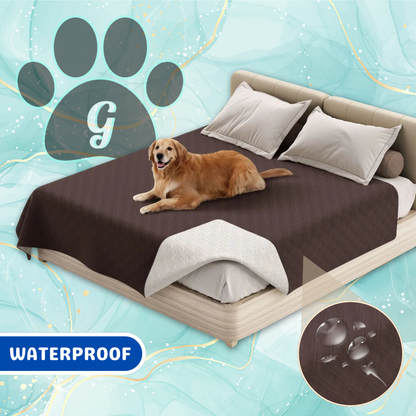 brown quilted waterproof bed pet cover