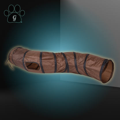 brown cat tunnel toy