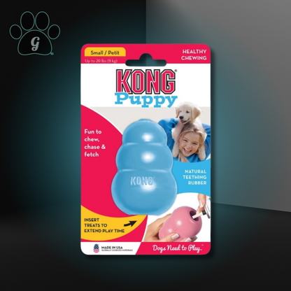 small blue Kong puppy dog chew toy 