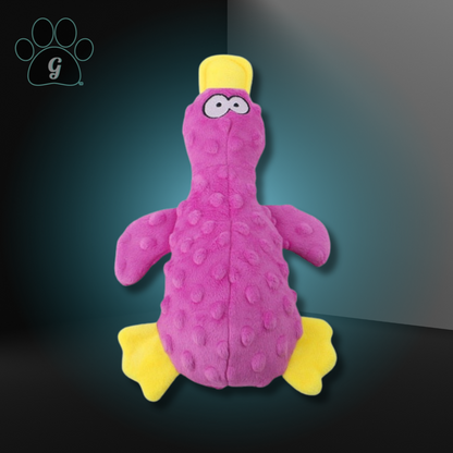 pink plush platypus dog toy