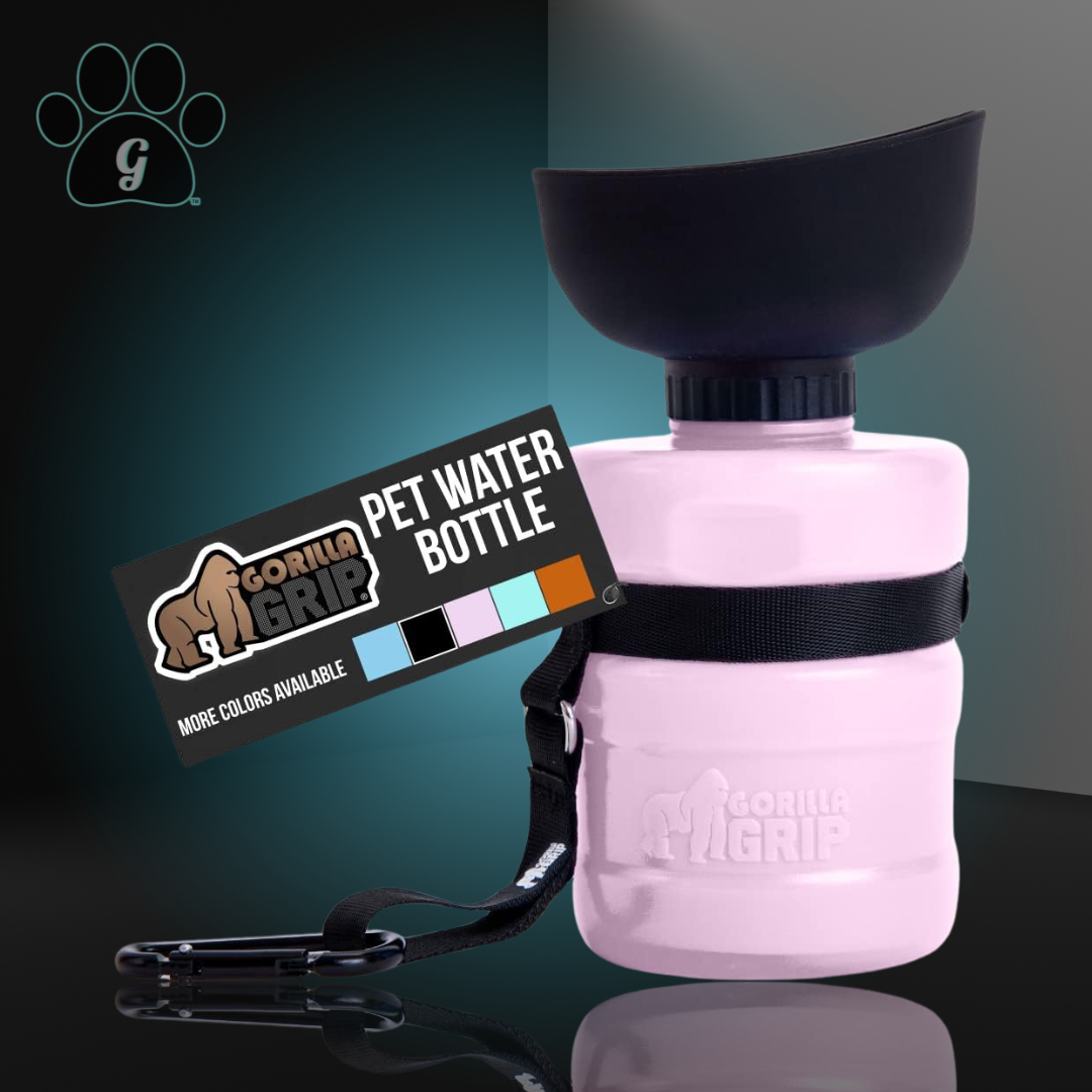 portable pet water bottle in pink