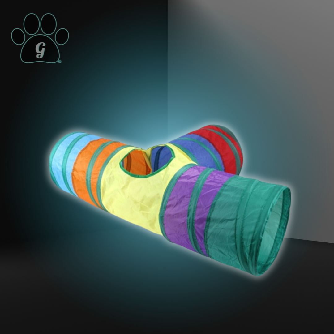 multicolor 3 way cat tunnel toy