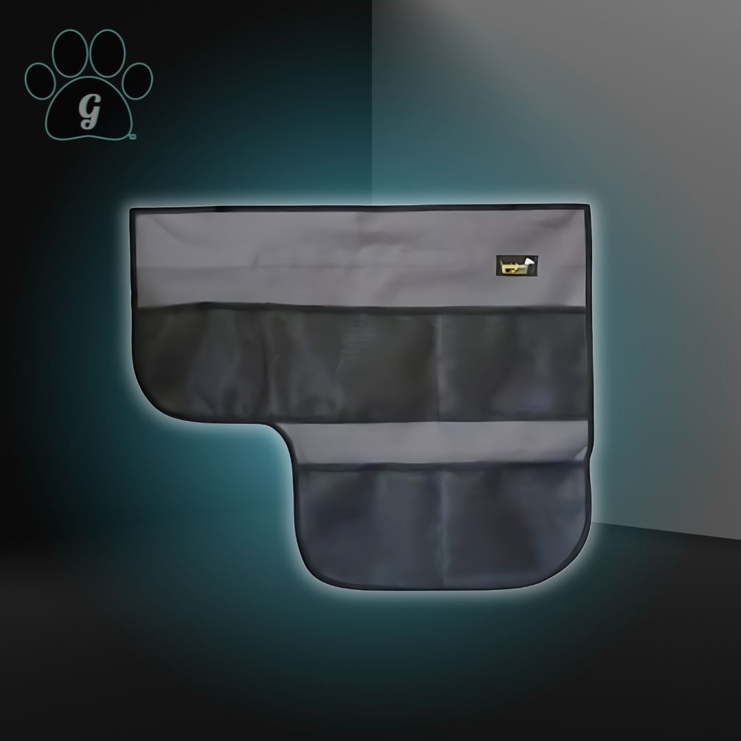 gray left side automotive door cover with storage